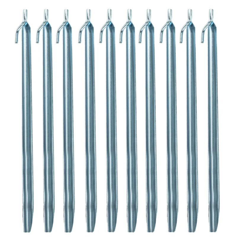 10 Stück Sturmhering 30 cm mit Haken V-Profil - Zelthering weiche feuchte Boden Zeltnagel Zeltpflock Erdspieß Camping Zubehör Outdoor Set