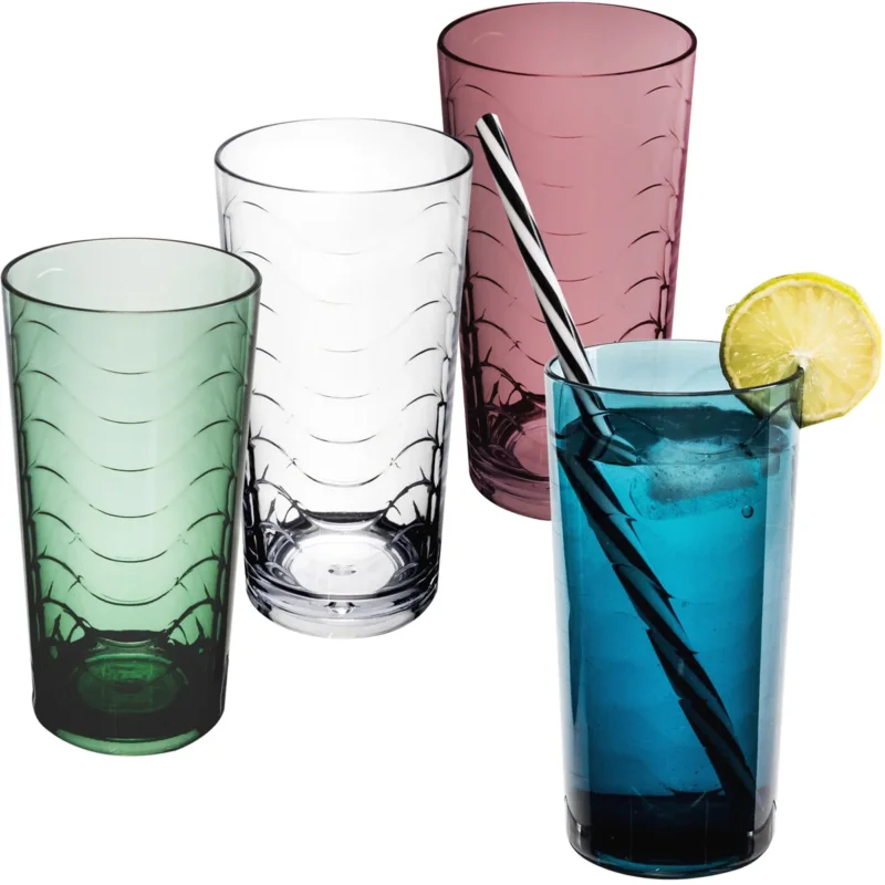 Campingglas aus Acryl 260ml - 6 Personen - Trinkglas Acrylglas Wasserglas Kunststoff Camping Garten Echtglasoptik Picknick Becher Kinder Senioren Longdrink Coktail