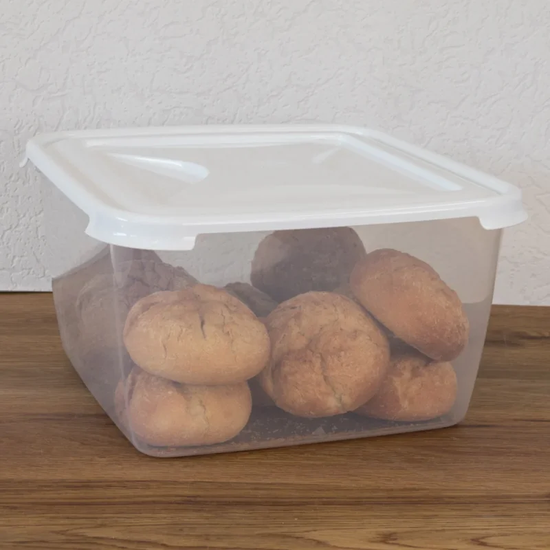 Vorratsdose 15 Liter mit Deckel Frischhaltedose - Aufbewahrungsbox mit Deckel - lebensmittelecht - transparent mit weißem Deckel - quadratisch
