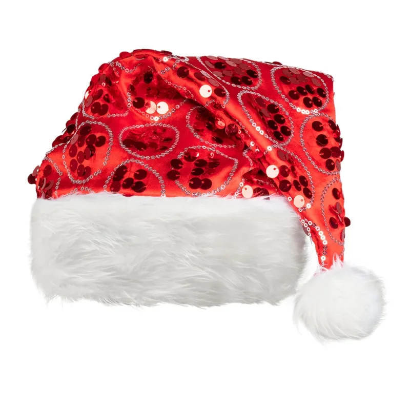 Santa Magix Weihnachtsmütze Nikolausmütze mit Pailletten & Bommel Erwachsene Herren Damen Weihnachtsmannmütze Glitzer Glitter Santa Mütze Weihnachtsfeier Geschenkidee