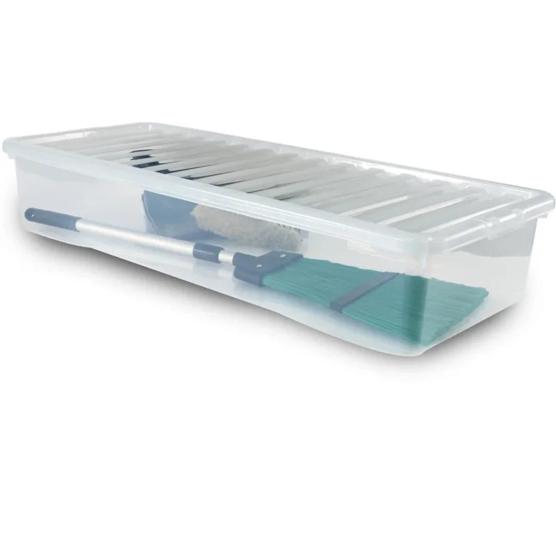 Aufbewahrungsbox mit Deckel 55 Liter - 99x40x18cm - transparent - stapelbar - Unterbettkommode