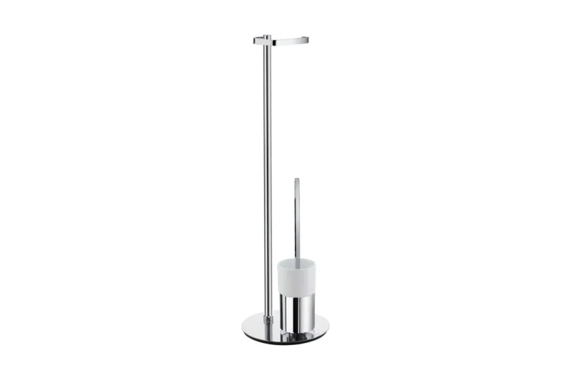 OUTLINE Stand-Set Toilettenpapierhalter und WC-Bürste, rund, Chrom poliert und Porzellan, Art.Nr. FK312P