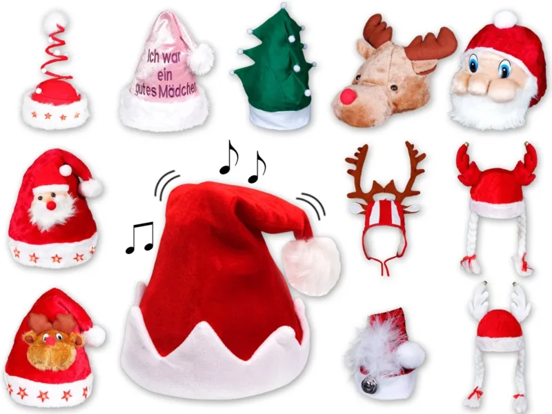 Verrückte Weihnachten Lustige Weihnachtsmützen für Damen Herren Kinder witzige Weihnachtsmütze Schneemann Tannenbaum Nikolaus Party Mütze Unisex Kostüm Accessoire Weihnachtsfeier