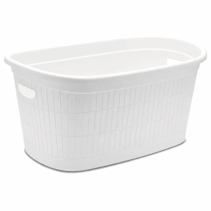 Wäschekorb 35 Liter mit 2 Grifflöcher 57x37x27 cm ohne Löcher Korb - Haushaltskorb Wäschewanne Tragekorb Wäschesammler Wäschesortierer Wäschebox Aufbewahrung Kunststoff