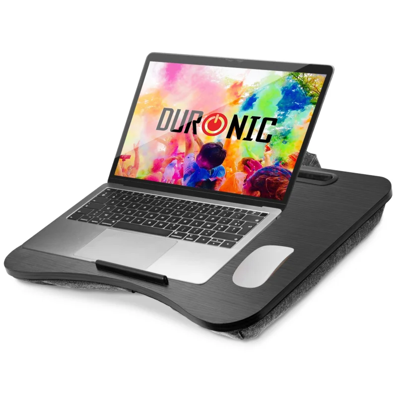 Duronic DML432 Laptopständer | Ergonomischer Laptop Tisch mit Kissen | Laptop Halterung mit Schaumstoffkissenstütze |Große Plattform mit integriertem Griff | Ideal für Bett, Sofa, Auto