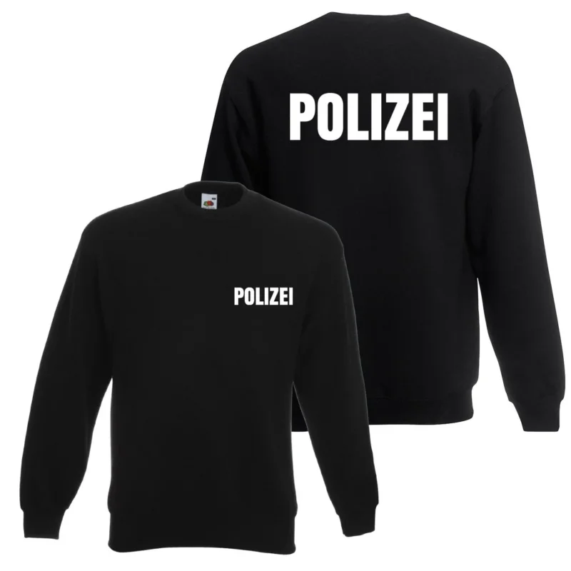Polizei Pullover Sweatshirt schwarz navy – Sweat-Shirt mit Brust- & Rückendruck, Kostüm Pulli für Karneval Fasching Motto Party JGA Outfit Damen Herren