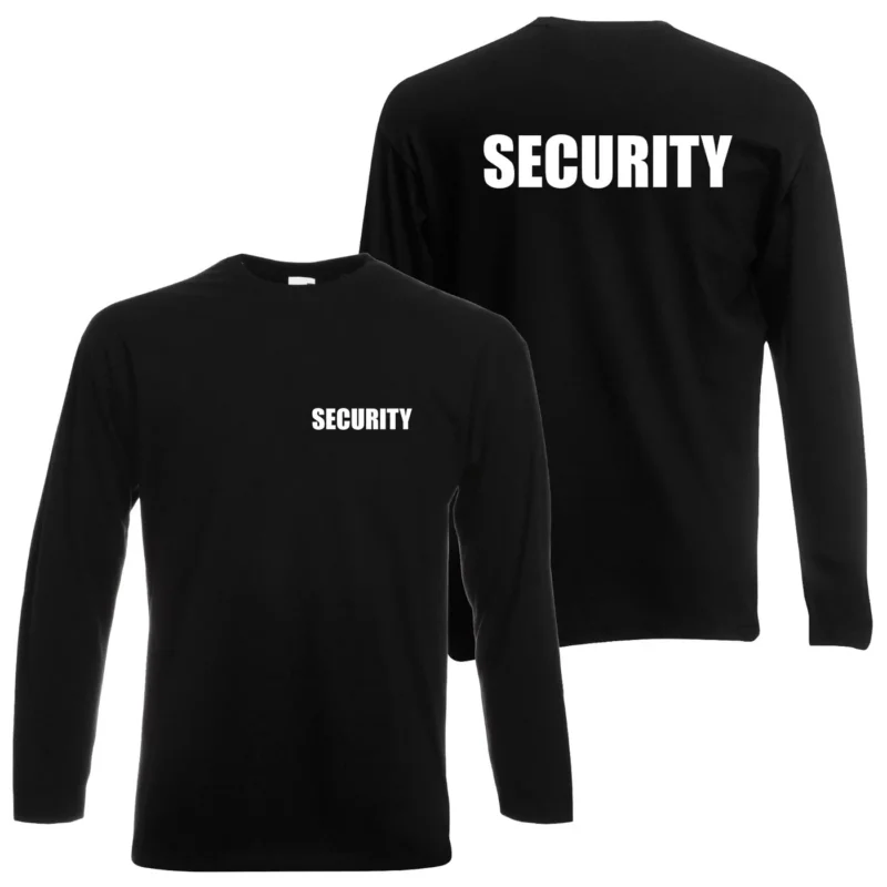 Security Sweatshirt Schwarz Pullover Sweater mit Brust und Rücken Druck Sicherheitsdienst Türsteher Dienstbekleidung Unisex Pulli für Herren und Damen Arbeit & Freizeit