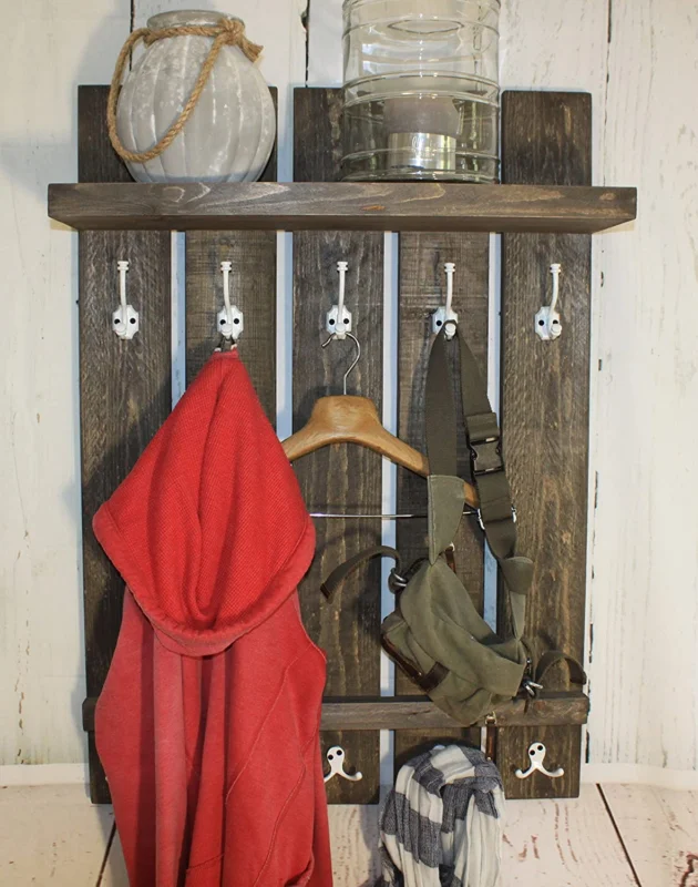 Dekorie Holz Garderobe Braun im Landhaus Style Vintage Shabby fertig montiert