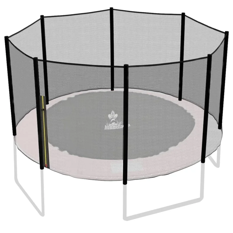 Trampolin Außen-Sicherheitsnetz für 8-Stangen-Trampoline OHNE STANGEN - mit Reißverschlußöffnung am Pfosten - schwarz - Ersatzteil