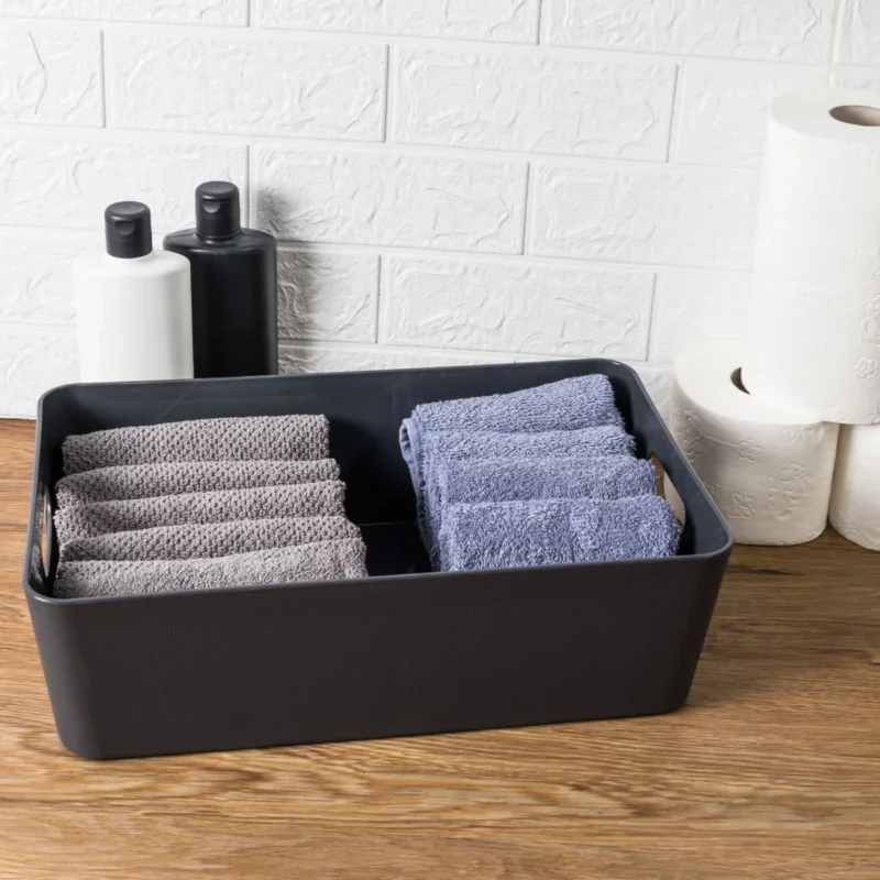 Ordnungsbox - Lederoptik - 39,5 x 24,5 cm - Schubladenorganizer Ordnungskorb Organizerbox - Ordnungssystem