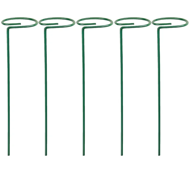 Pflanzenstütze mit Blumenring 90 cm hoch - Ring Ø6,5 cm - aus 4mm kunststoffummantelten Draht - Grün Single Stem - Metall - Blumenstütze Buschstütze - Staudenstütze - Blumenhalter Rankhilfe Pflanzenring Zimmerpflanzen