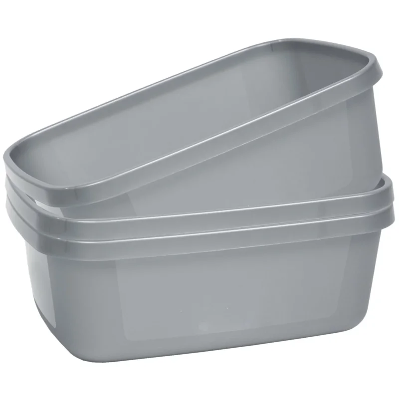 3 x Schüssel 9,5 Liter - rechteckig- 37x28x14cm - grau - Waschschüssel Spülschüssel Wasserschüssel Kunststoff Spüle Waschbecken Wanne Box - Fußpflege Fußwanne