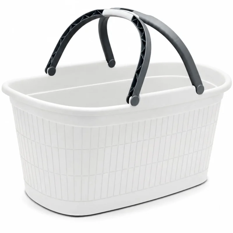 Wäschekorb 35 Liter mit 2 Henkeln 57,5x37x29 cm ohne Löcher Korb - Haushaltskorb Wäschewanne Tragekorb Wäschesammler Wäschesortierer Wäschebox Aufbewahrung Kunststoff