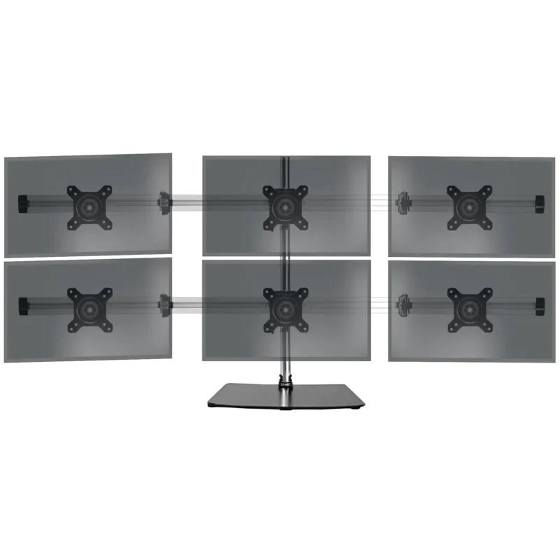 Duronic DM756 Monitorhalterung | Monitorständer für 6 Monitore bis 24 Zoll | VESA 75/100 | Belastbarkeit 5kg | Höhenverstellbar | Vertikal und horizontal Neigbar (-)15° | Drehbar 360° | 30° Winkel