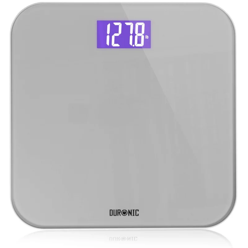 Duronic BS603 Personenwaage | Digitale Waage bis 180 kg | AAA Batterien | Glas Körperwaage hintergrundbeleuchtet | Hochpräzisions-Sensoren mit Step-On Technik | Flache Gewichtswaage 31 x 31 cm