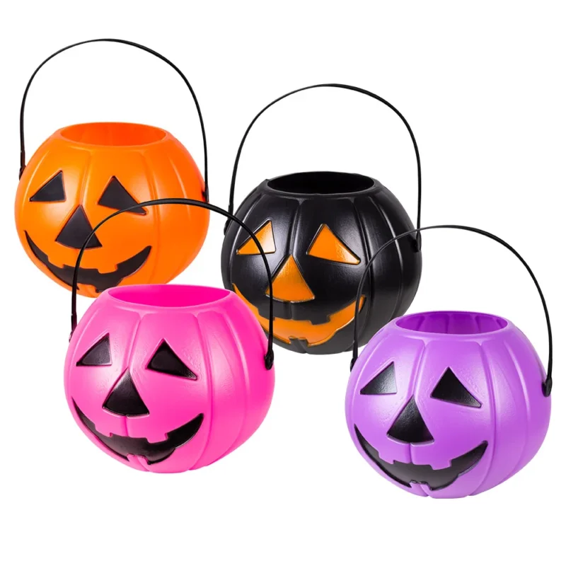 Halloween Kürbis Eimer Deko Süßes oder Saures Eimerchen mit Griff - Platz für über 50 Süßigkeiten