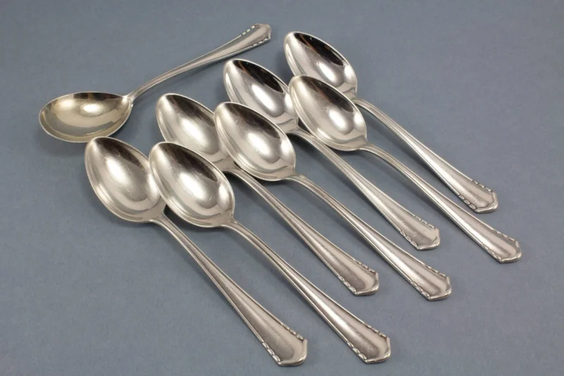8 Teelöffel von Bruckmann, Kornmuster, Jugendstil