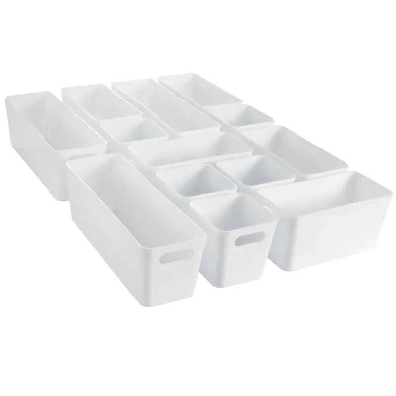 Schubladen Organizer 13 Teile Set - 10 cm hoch - Boxen in 3 Größen - Schubladeneinsatz passend für Schubladen von 40 x 60 cm