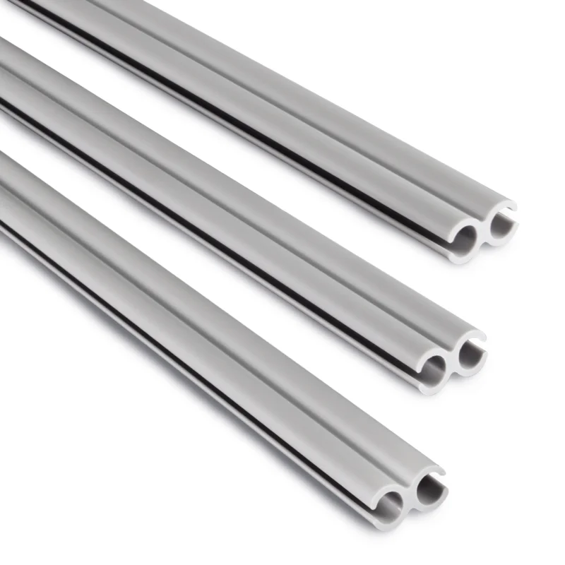 3x Doppel-Kederschiene zu 1 Meter Kederleiste - 8mm (passend für 5-7mm Keder) - Kunststoff Leiste für Wohnwagen Wohnmobil Reisemobil - Zuschneidbar - grau