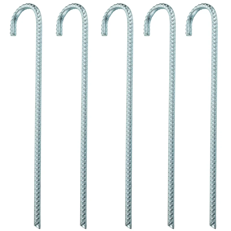 5 Stück Stahl Hering 40 cm Ø10mm - J-Profil - Zelthering weiche feuchte Boden Zeltnagel Zeltpflock Erdspieß Camping Zubehör Outdoor Set
