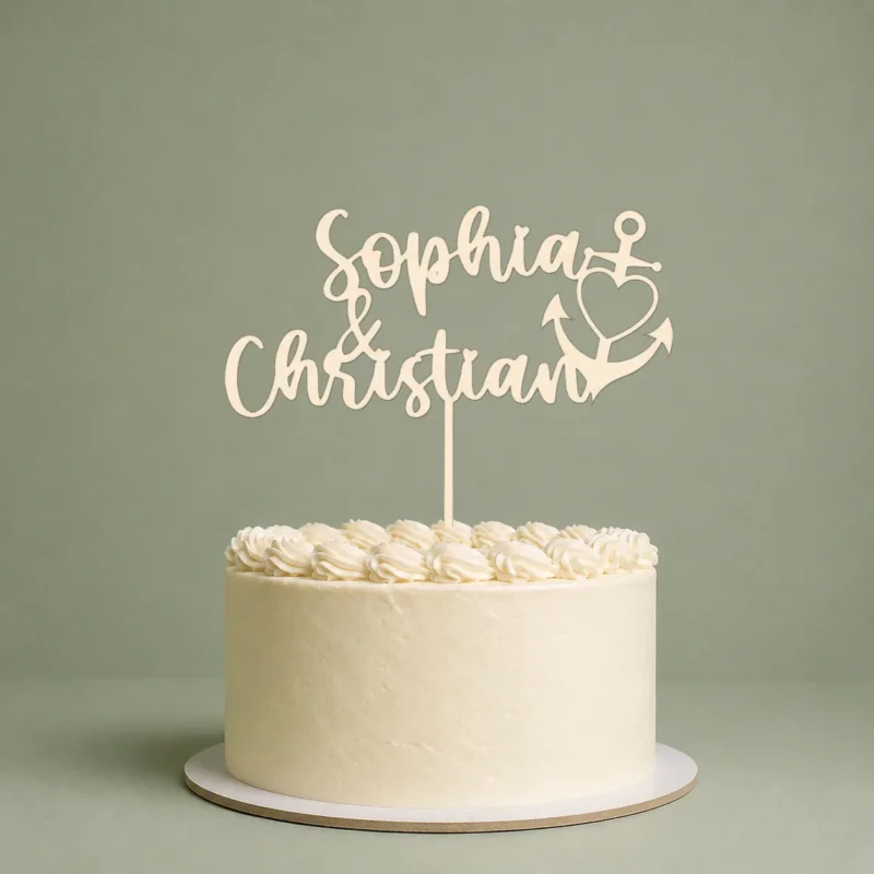 Cake Topper Anker mit Wunschnamen personalisiert Tortenstecker