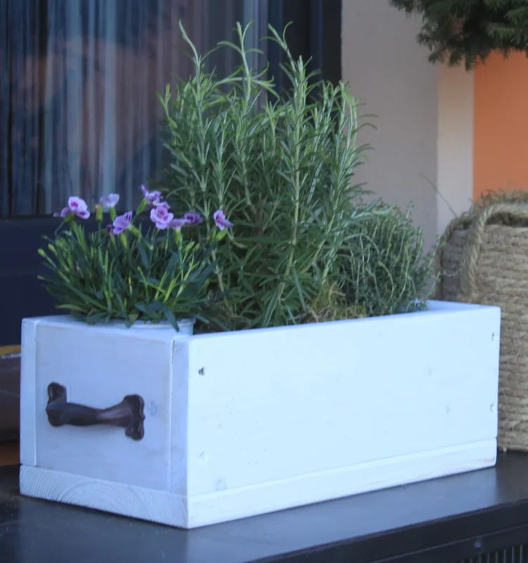 Blumenkasten " Das Original von Dekorie " aus Holz mit Eisen Griffen 30 - 90 cm breit / 19,5 cm tief / in weiß