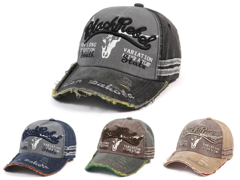 Baseball Cap Unisex Black Rebel Retro Vintage
