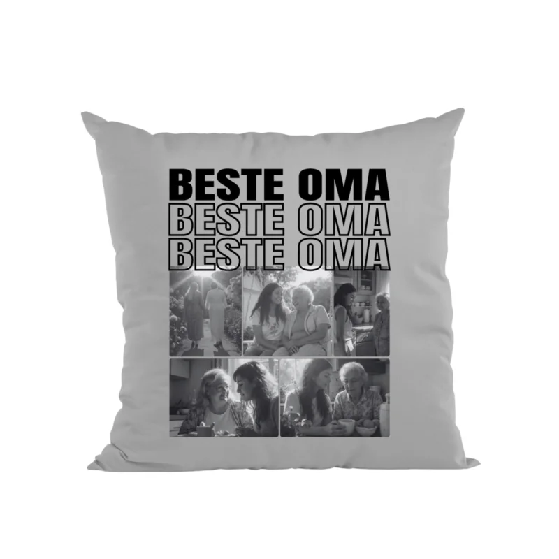 Personalisierter Kissenbezug mit Foto & Namen – Best Dad, Best Mom, Besties, Dog Mom, Dog Dad, Cat Mom & Cat Dad – Kissenbezug in Natur, Schwarz oder Grau – Geschenkidee