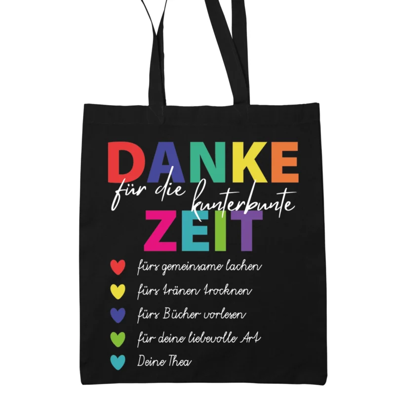 Baumwolltasche personalisiert Danke Erzieher Erzieherin Kindergarten Abschied Geschenk Stoffbeutel mit Wunschtext Jutebeutel schwarz beige grau Tragetasche