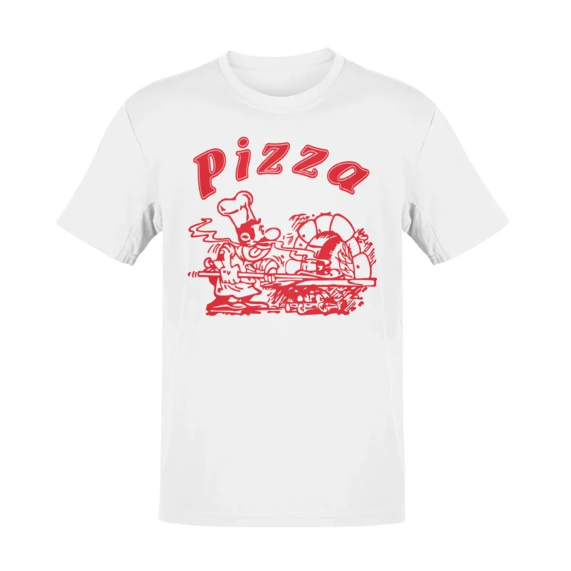 Pizza Shirt T-Shirt Pizzabäcker Logo Schachtel Pizza-Shirt - weiß, 100 % Baumwolle - Rundhals