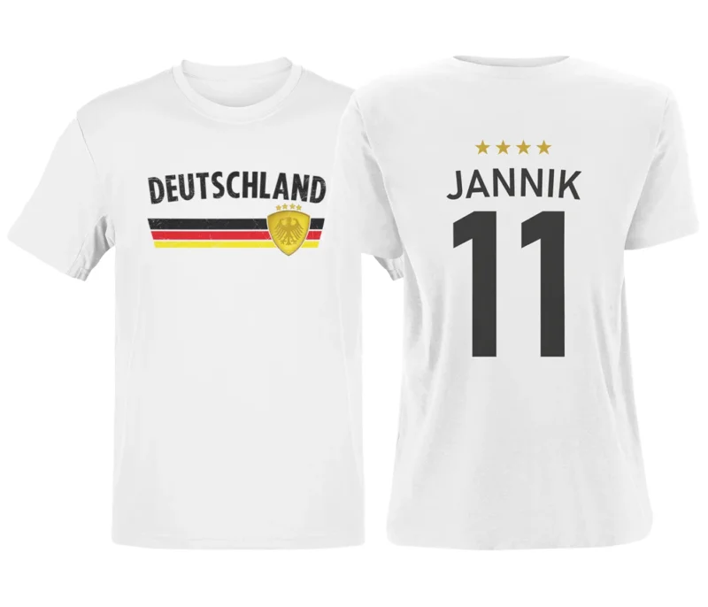 Deutschland Trikot mit Wunschname & Wunschnummer Fußball EM WM Euro Shirt T-Shirt - 100% Baumwolle, leicht & lässig