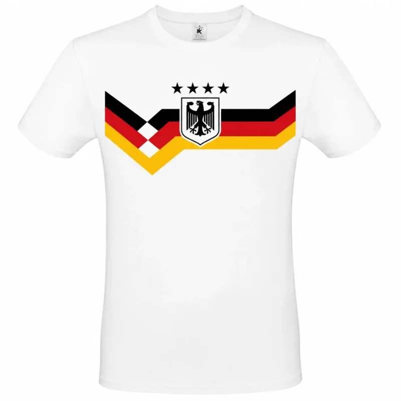 Deutschland T Shirt Herren Damen Fußball Fan Shirt Weiß mit Adler Motiv Schwarz Rot Gold Design EM WM Public Viewing Shirt mit oder ohne Wunschtext