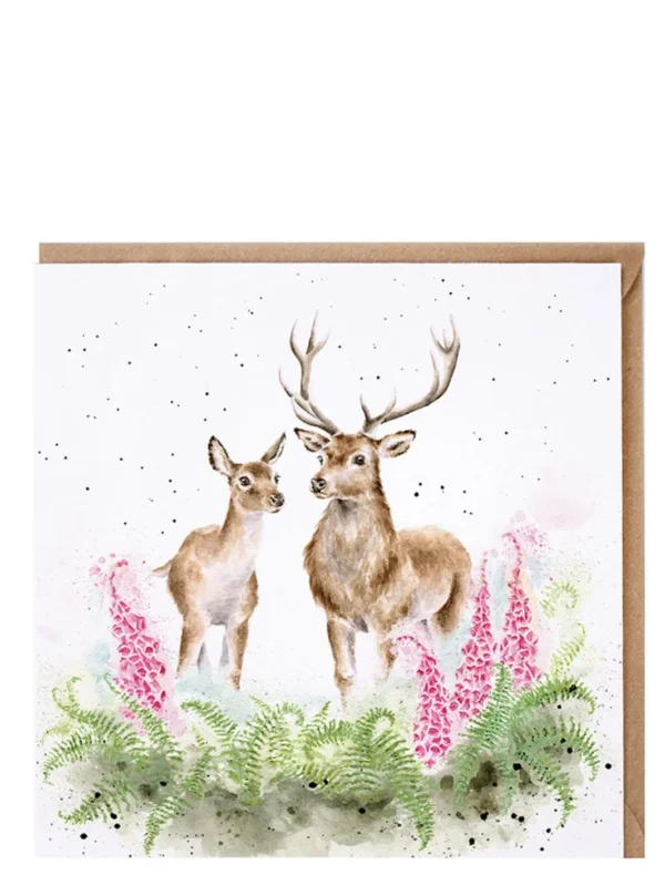 Doppelkarte Reh und Hirsch mit Fingerhut von Wrendale Designs