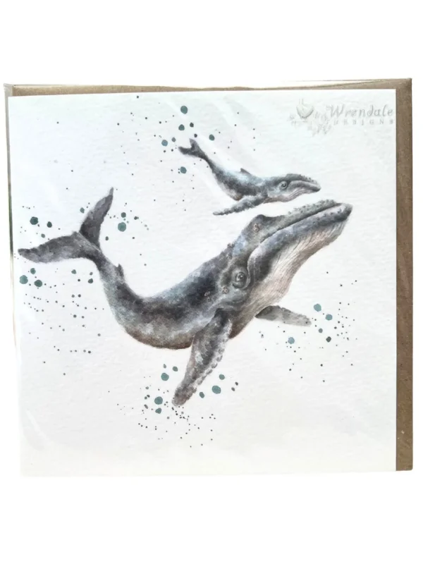 Grußkarte Wal mit KALB von Wrendale Designs