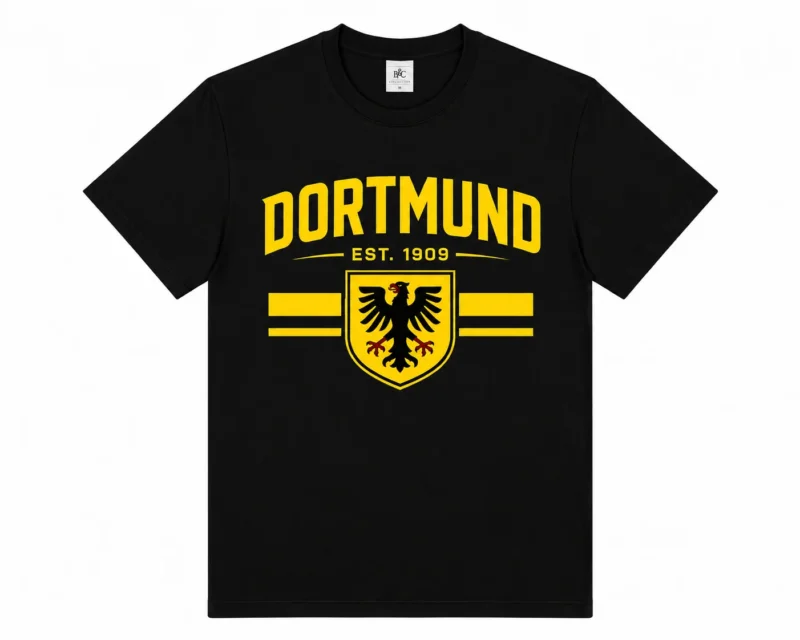 Dortmund T Shirt Herren Gelb Schwarz Stadt Shirt Ruhrpott Freizeitshirt 100% Baumwolle Kurzarm Rundhals Regular Fit Größen S-5XL