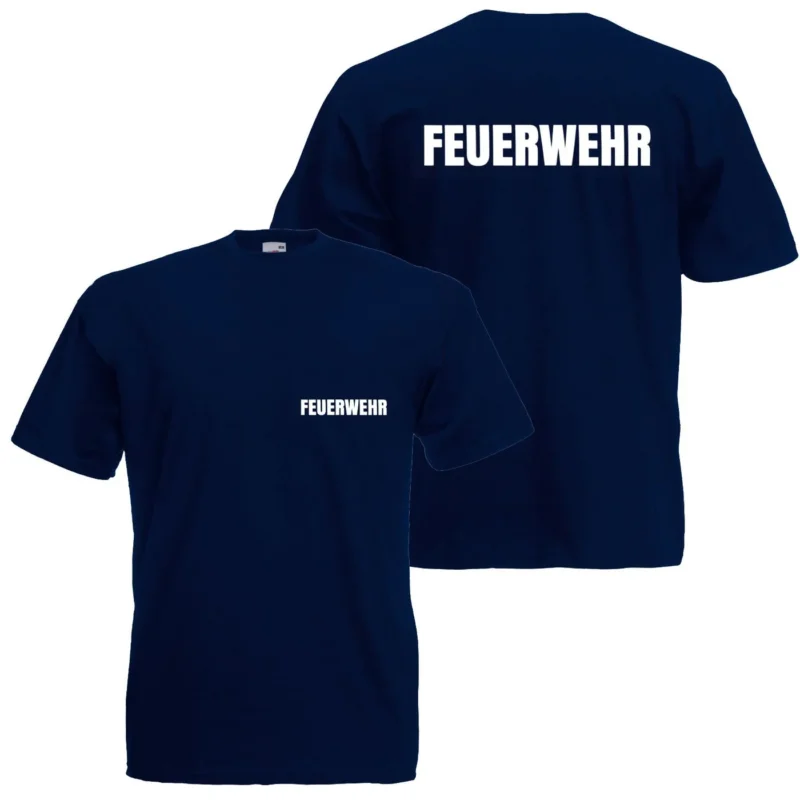 Feuerwehr T-Shirt schwarz, navy oder rot - 100 % Baumwolle
