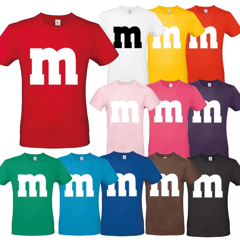 Alsino MM Shirt T-Shirt 100% Baumwolle M&M Unisex Kostüm Verkleidung M und M Gruppen T-Shirt - Karneval Fasching JGA Festival
