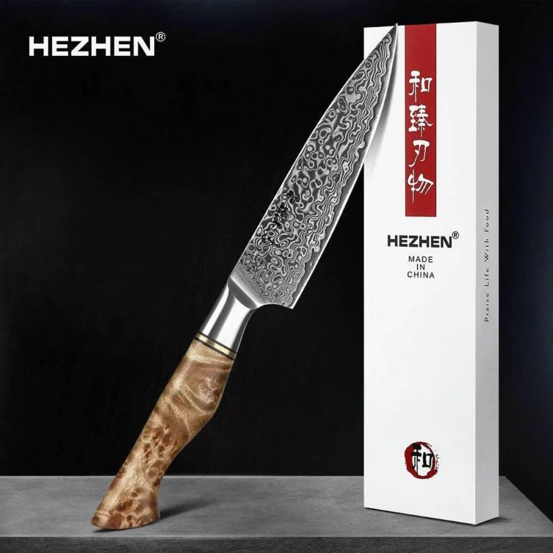HEZHEN Utility Damastmesser - Master Series 5 Zoll | 67-Lagen - Kochschein