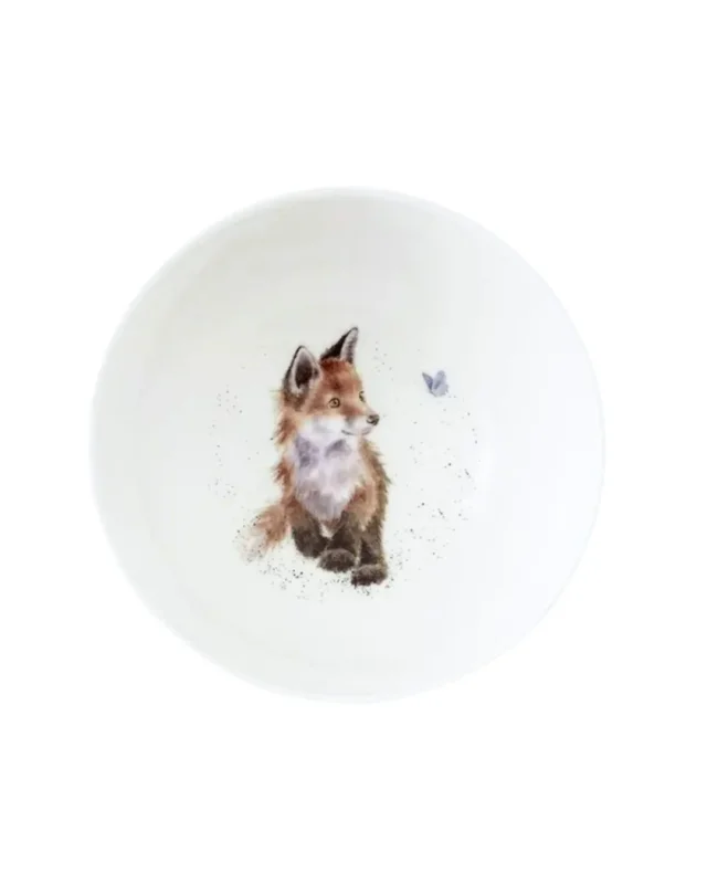 Fuchs Schüssel "Born to be wild" von Wrendale Designs mit niedlichen Fuchs Motiv auf weißen Hintergrund.