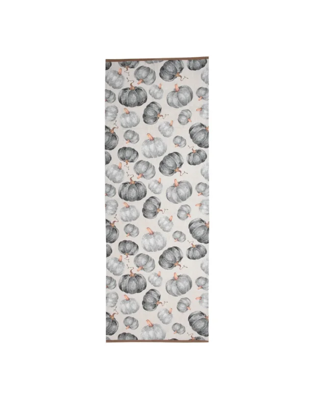 „Tischläufer Kürbis von Clayre & Eef 140 × 50 cm mit grauem Kürbis-Muster“