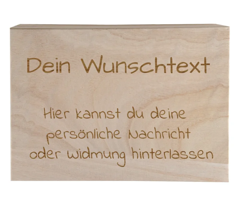 Personalisierte Holzbox mit Wunschtext & Gravur – Geschenkbox mit Deckel aus Holz – individuell beschriftet & graviert – Aufbewahrungsbox für Hochzeit, Geburtstag, Taufe, Erinnerung & besondere Anlässe