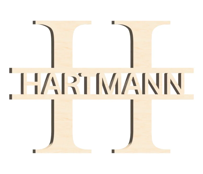 Personalisierbares Haustür-Namensschild aus Birkenholz - Individuelle Gravur mit Wunschnamen und Buchstaben