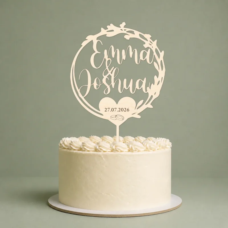 Alsino Cake Topper Hochzeit personalisierbar – Aus Birke & Acryl