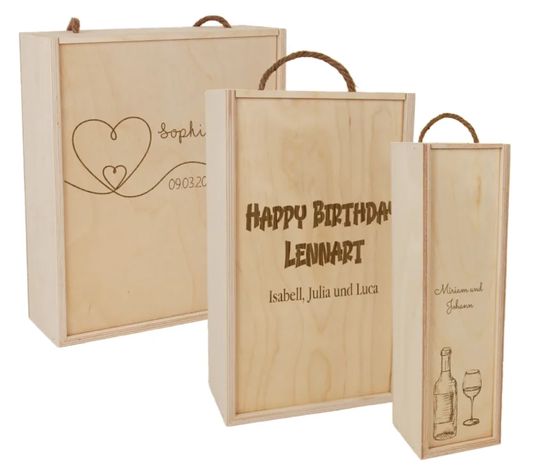 Personalisierte Weinkiste Weinbox Holz mit Gravur