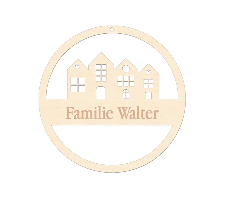 Türschild Familienschild Haustür Namenschild Türenschild Willkommensschild personalisiert - Schild Breite: 20-30 cm, Acrylglas & Holz (Kopie)