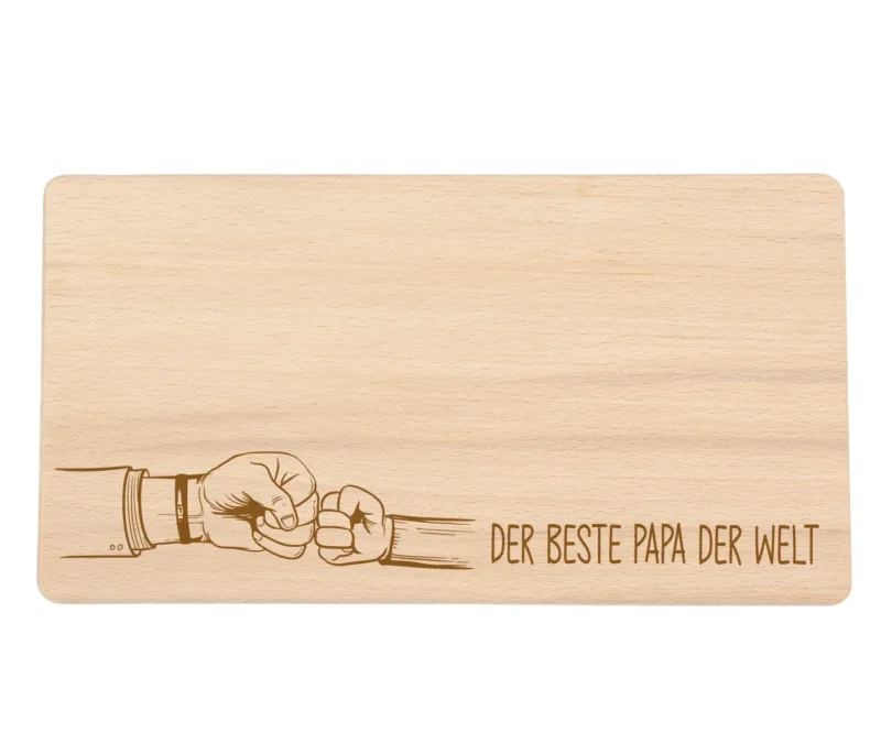 Frühstücksbrettchen Brettchen mit Gravur - Geschenk für Papa Vater Vatertag Vatertagsgeschenk, 22 x 11,5 cm - Holzbrett Frühstück