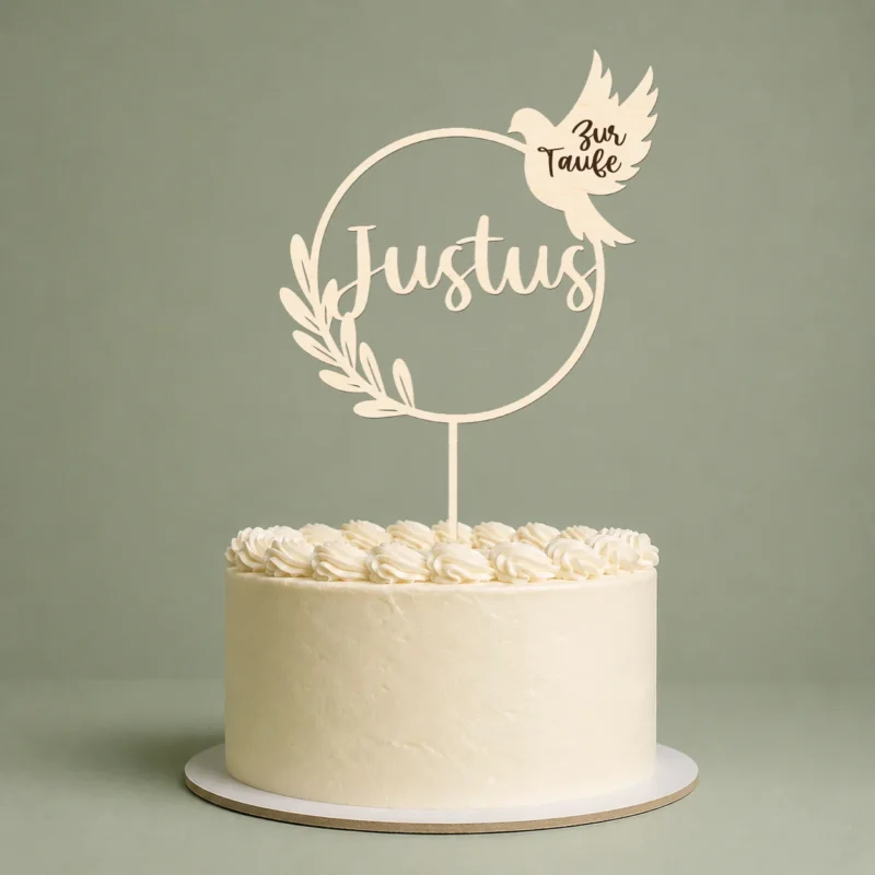 Cake Topper personalisiert mit Namen - Kuchenstecker zur Taufe, Kommunion