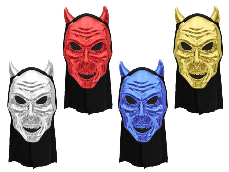 Halloweenmaske Teufel mit Zähnen & Hörnern Gruselmaske für Halloween Karneval Fasching Horror Kostüm Motto Party