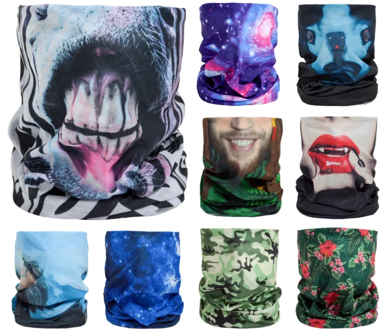 Multifunktionstuch Schlauchschal Halstuch Bandana Kopfbedeckung Haarband Tuch Top Motive fester Sitz - atmungsaktiv extra lang bedeckt Mund, Nase und Hals