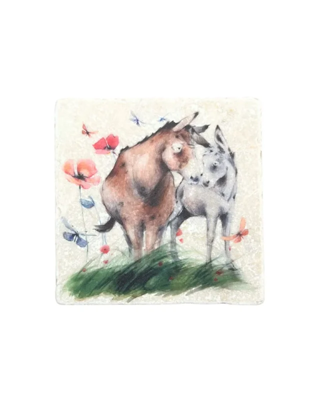 Marmor Untersetzer Kuschelfreunde mit Esel-Motiv vom Grätz Verlag.